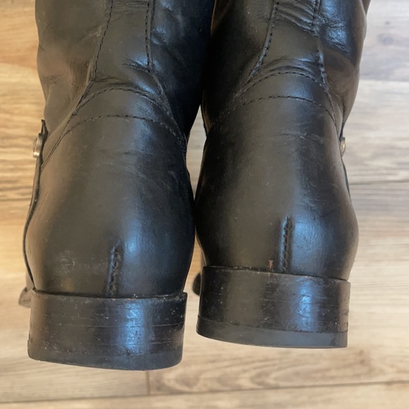 Frye-Melissa Button Black Leather Zip-up Tall Equestrian Riding Boots Sz 8 - Picture 8 of 16